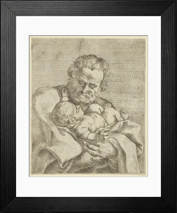 Framed Print : Saint Joseph holding the infant Christ, after Reni, 17th century. Creator: Anon Framed Print : Saint Joseph holding the infant Christ, after Reni, 17th century. Creator: Anon