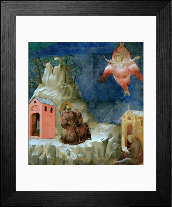 Framed Print : The Stigmatisation of Saint Francis (from Legend of Saint Francis), 1295-1300. Creator: Giotto di Bondone (1266-1377) Framed Print : The Stigmatisation of Saint Francis (from Legend of Saint Francis), 1295-1300. Creator: Giotto di Bondone (1266-1377)