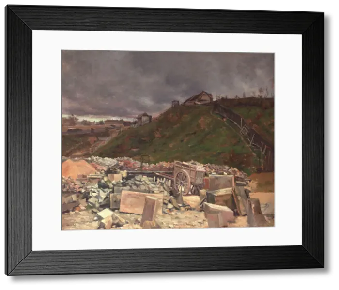 Framed Print : Laying cobblestones in Montmartre (landscape with a cart), 1889. Creator: Maximilien Luce Framed Print : Laying cobblestones in Montmartre (landscape with a cart), 1889. Creator: Maximilien Luce