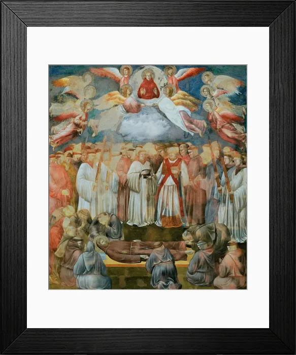 Framed Print : Death and Ascension of Saint Francis (from Legend of Saint Francis), 1295-1300. Creator: Giotto di Bondone (1266-1377) Framed Print : Death and Ascension of Saint Francis (from Legend of Saint Francis), 1295-1300. Creator: Giotto di Bondone (1266-1377)