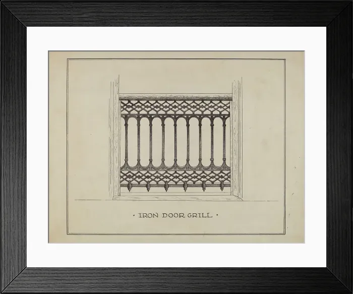 Framed Print : Cast Iron Balcony Railing, c. 1936. Creator: Ray Price Framed Print : Cast Iron Balcony Railing, c. 1936. Creator: Ray Price