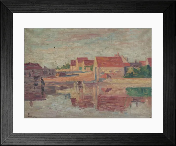 Framed Print : Village by a river. Creator: Maximilien Luce Framed Print : Village by a river. Creator: Maximilien Luce
