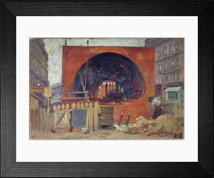 Framed Print : Metropolitan work in Place Saint-Michel in 1906. Creator: Victor Marec Framed Print : Metropolitan work in Place Saint-Michel in 1906. Creator: Victor Marec