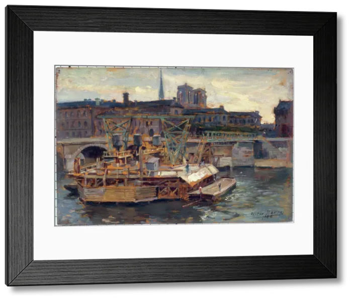 Framed Print : Work on the metro at Notre-Dame bridge, in 1906. Creator: Victor Marec Framed Print : Work on the metro at Notre-Dame bridge, in 1906. Creator: Victor Marec