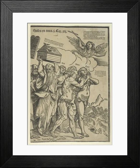 Framed Print : The Triumph of Christ: the last sheet on the right showing Adam and Eve who lead th... ca. 1510-11. Creator: Anon Framed Print : The Triumph of Christ: the last sheet on the right showing Adam and Eve who lead th... ca. 1510-11. Creator: Anon