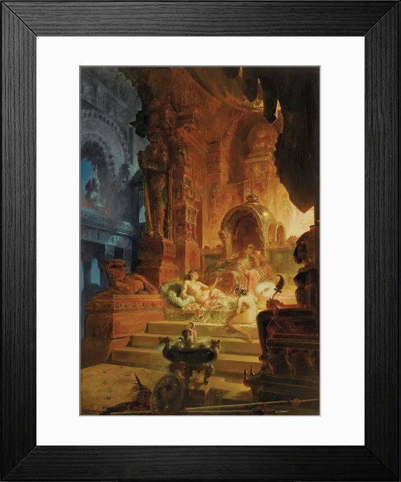 Framed Print : Scheherazade and the Sultan, 1878. Creator: Choubrac, Alfred (1853-1902) Framed Print : Scheherazade and the Sultan, 1878. Creator: Choubrac, Alfred (1853-1902)