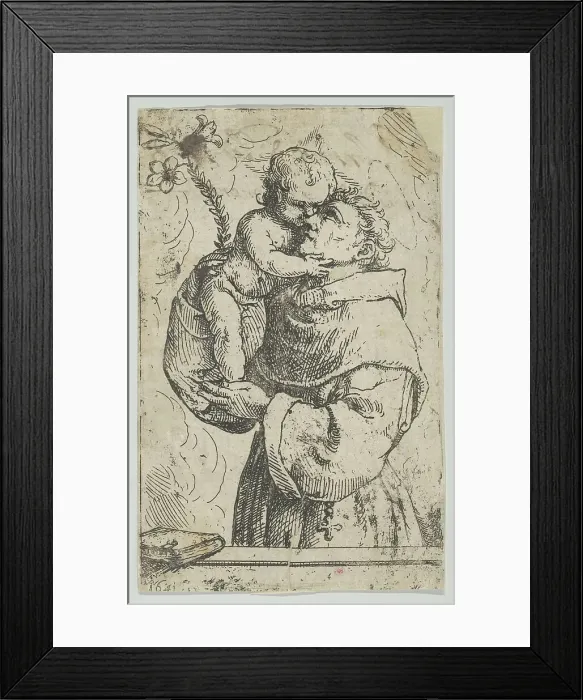 Framed Print : St Anthony of Padua embracing the Christ Child, 1641. Creator: Anon Framed Print : St Anthony of Padua embracing the Christ Child, 1641. Creator: Anon