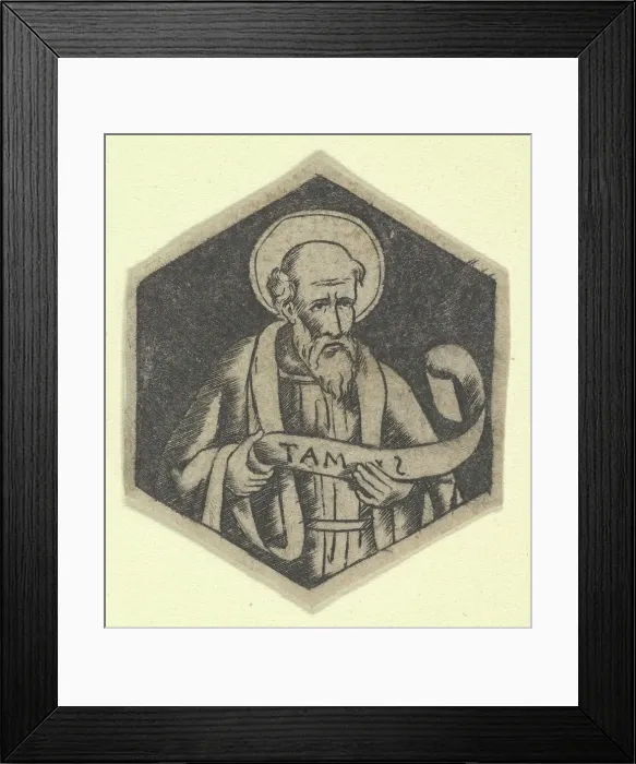 Framed Print : St Matthew the Evangelist, holding a banderole (possibly a modern impression), ca. 1480-1520. Creator: Anon Framed Print : St Matthew the Evangelist, holding a banderole (possibly a modern impression), ca. 1480-1520. Creator: Anon