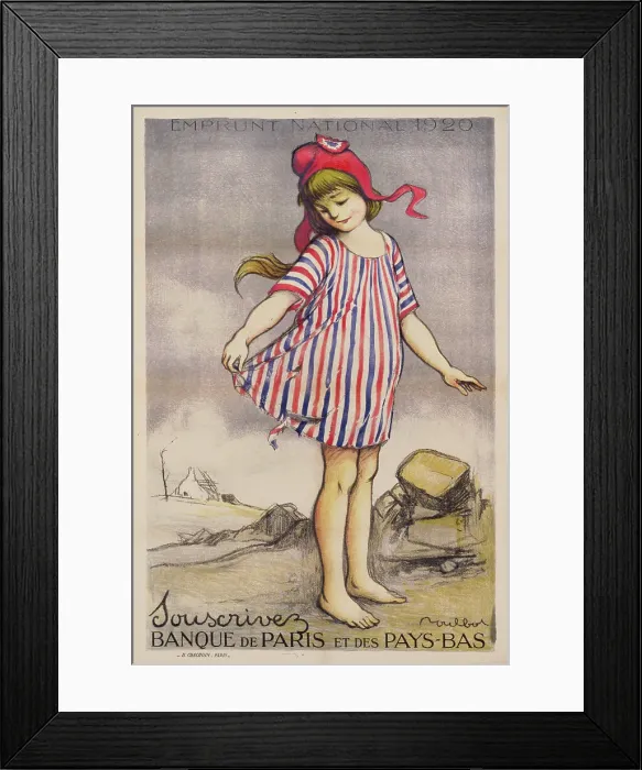 Framed Print : Emprunt National 1920. Souscrivez Banque de Paris et des Pays-Bas, 1920. Creator: Poulbot, Francisque (1879-1946) Framed Print : Emprunt National 1920. Souscrivez Banque de Paris et des Pays-Bas, 1920. Creator: Poulbot, Francisque (1879-1946)
