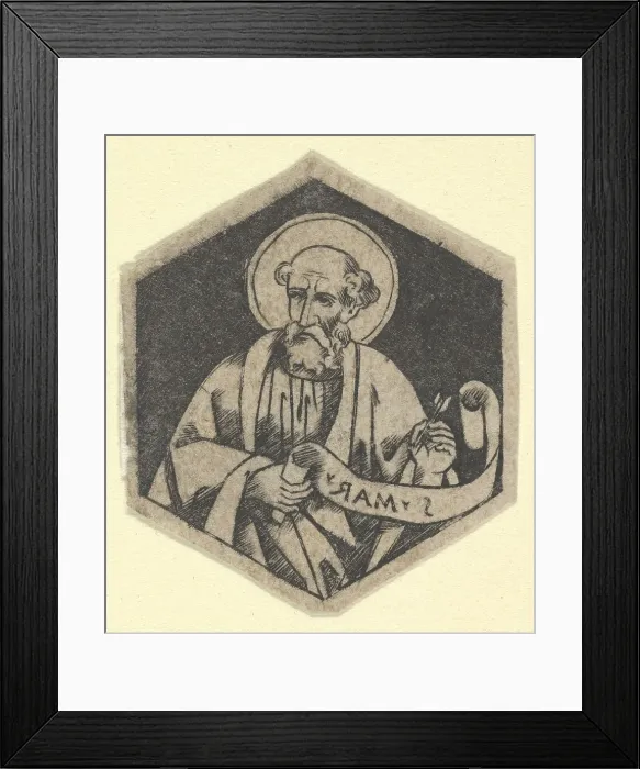 Framed Print : St Mark the Evangelist, holding a banderole (possibly a modern impression), ca.. 1480-1520. Creator: Anon Framed Print : St Mark the Evangelist, holding a banderole (possibly a modern impression), ca.. 1480-1520. Creator: Anon