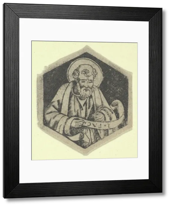Framed Print : St Luke the Evangelist, holding a banderole (possibly a modern impression), ca.. 1480-1520. Creator: Anon Framed Print : St Luke the Evangelist, holding a banderole (possibly a modern impression), ca.. 1480-1520. Creator: Anon