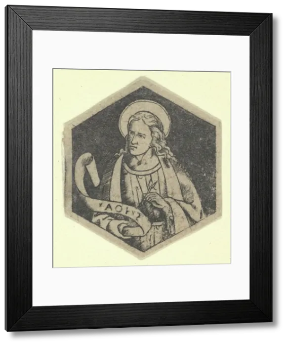 Framed Print : St John the Evangelist, holding a banderole (possibly a modern impression), ca. 1480-1520. Creator: Anon Framed Print : St John the Evangelist, holding a banderole (possibly a modern impression), ca. 1480-1520. Creator: Anon