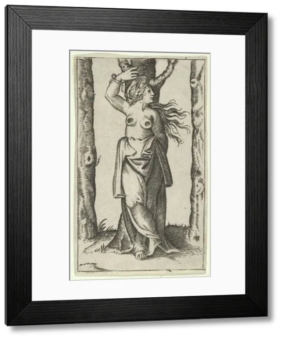 Framed Print : Saint Agatha tied to a tree, her breasts have been cut off, from the series Picc... ca. 1500-1540. Creator: Anon Framed Print : Saint Agatha tied to a tree, her breasts have been cut off, from the series Picc... ca. 1500-1540. Creator: Anon