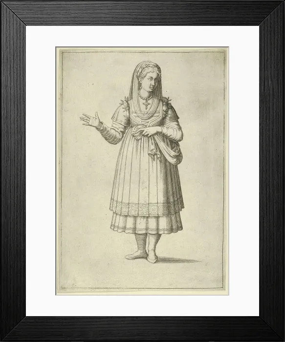 Framed Print : Girl from the Island of Paros, from Les quatre premiers livres des navigations et pérégri... 1568. Creator: Anon Framed Print : Girl from the Island of Paros, from Les quatre premiers livres des navigations et pérégri... 1568. Creator: Anon