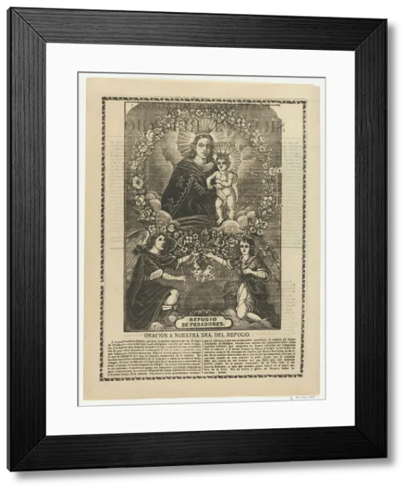 Framed Print : Broadsheet relating to Our Lady of Refuge with prayer, 1905. Creator: Anon Framed Print : Broadsheet relating to Our Lady of Refuge with prayer, 1905. Creator: Anon