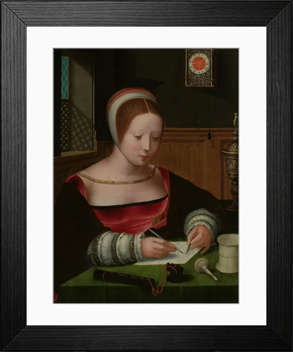 Framed Print : Mary Magdalene Writing, First Half of 16th cen. Creator: Master of the Female Half-Lengths (First half of 16th cen.) Framed Print : Mary Magdalene Writing, First Half of 16th cen. Creator: Master of the Female Half-Lengths (First half of 16th cen.)