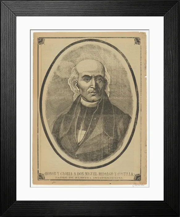 Framed Print : Broadsheet with portrait of Don Miguel Hidalgo y Costilla, ca. 1900-10. ca. 1900-10. Creator: Anon Framed Print : Broadsheet with portrait of Don Miguel Hidalgo y Costilla, ca. 1900-10. ca. 1900-10. Creator: Anon