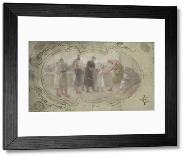 Framed Print : Sketch for the Lobau gallery of the Hotel de Ville in Paris: Family, 1890. Creator: Jean Pierre Victor Mazies Framed Print : Sketch for the Lobau gallery of the Hotel de Ville in Paris: Family, 1890. Creator: Jean Pierre Victor Mazies