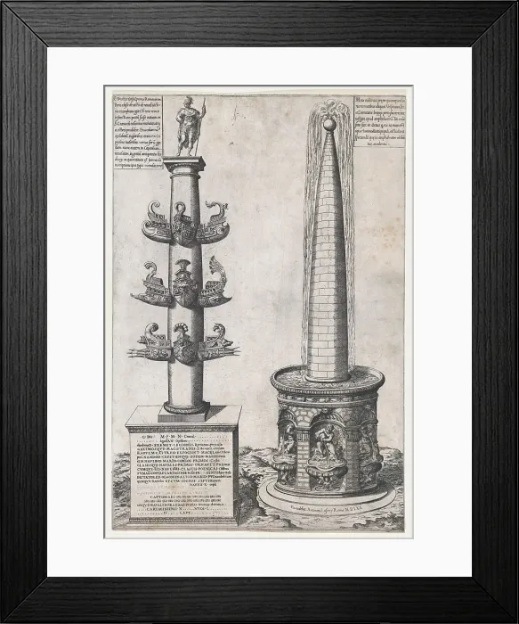 Framed Print : Column of Dilius and Obelisque Fountain, 1574. Creator: Anon Framed Print : Column of Dilius and Obelisque Fountain, 1574. Creator: Anon