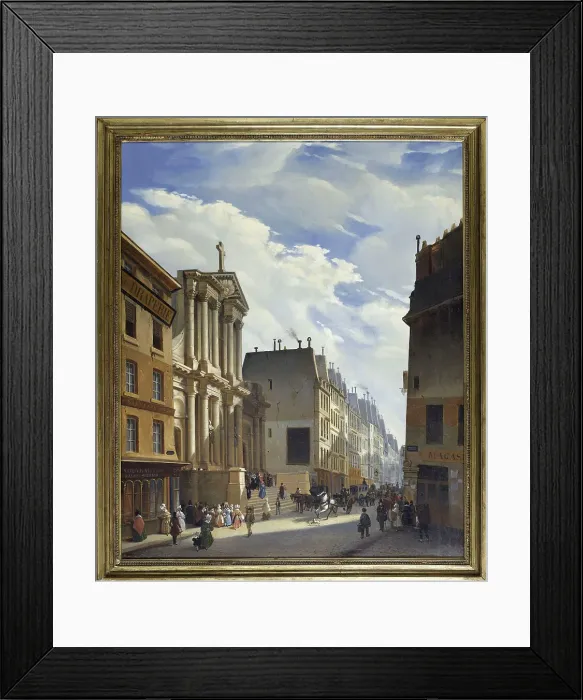 Framed Print : Rue Saint-Honoré and Saint-Roch church, 1840. Creator:s Mingasson de Martinazeau Framed Print : Rue Saint-Honoré and Saint-Roch church, 1840. Creator:s Mingasson de Martinazeau