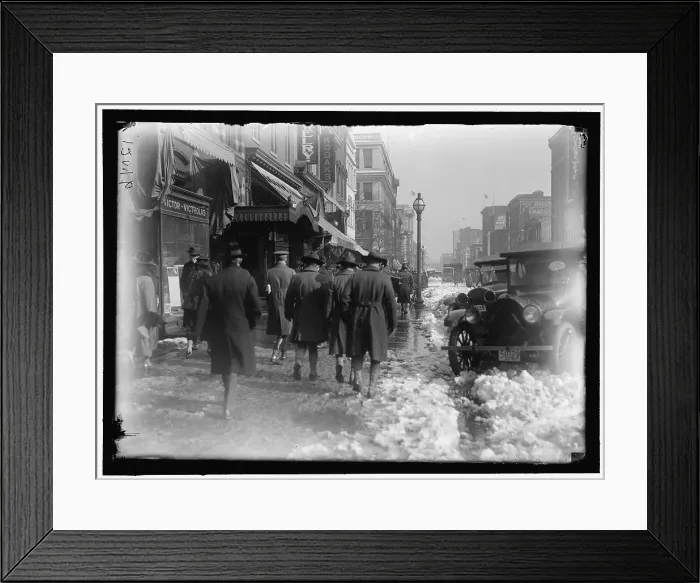 Framed Print : Street scene, with snow, Washington, D.C. between 1913 and 1918. Creator: Harris & Ewing. Street scene, with snow, Washington, D.C. between 1913 and 1918. Creator: Harris & Ewing Framed Print : Street scene, with snow, Washington, D.C. between 1913 and 1918. Creator: Harris & Ewing. Street scene, with snow, Washington, D.C. between 1913 and 1918. Creator: Harris & Ewing