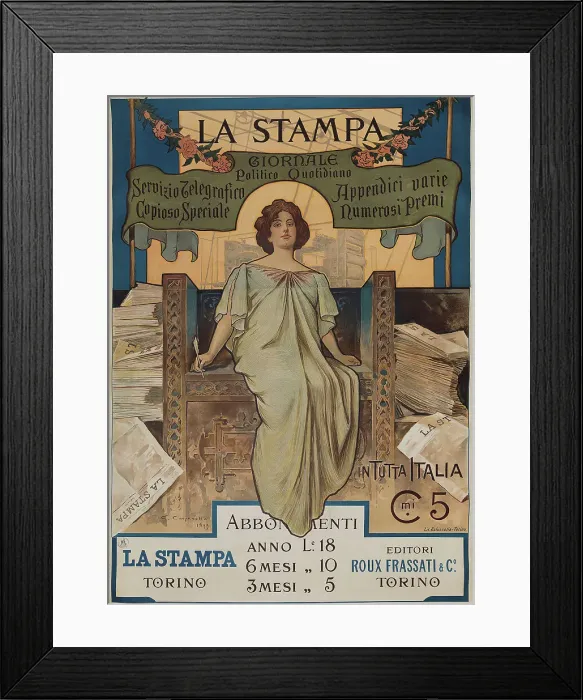 Framed Print : La Stampa, 1898. Creator: Carpanetto, Giovanni Battista (1863-1928) Framed Print : La Stampa, 1898. Creator: Carpanetto, Giovanni Battista (1863-1928)