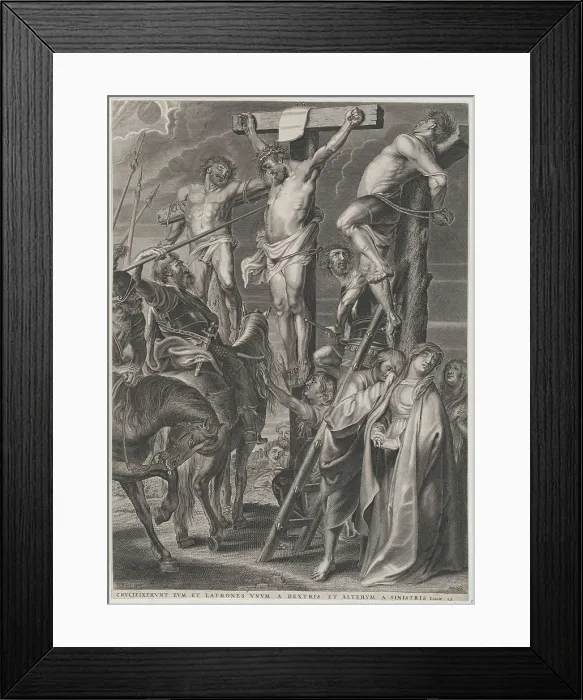 Framed Print : Christ on the cross between the two thieves, ca. 1631. Creator: Anon