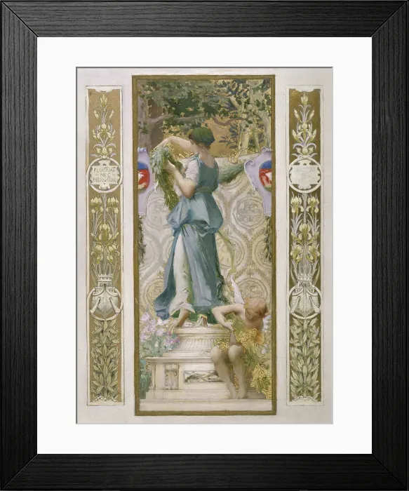 Framed Print : Sketch for the Festival Staircase at the Hotel de Ville in Paris: Flowers (Garland), c1888-1898. Creator: Luc Olivier Merson Framed Print : Sketch for the Festival Staircase at the Hotel de Ville in Paris: Flowers (Garland), c1888-1898. Creator: Luc Olivier Merson