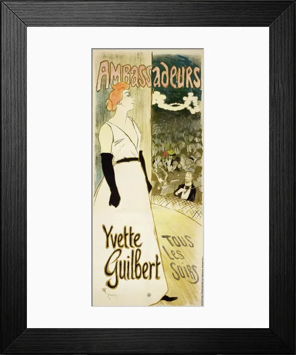 Framed Print : Yvette Guilbert. Ambassadeurs tous les soirs, 1894. Creator: Steinlen, Théophile Alexandre (1859-1923) Framed Print : Yvette Guilbert. Ambassadeurs tous les soirs, 1894. Creator: Steinlen, Théophile Alexandre (1859-1923)