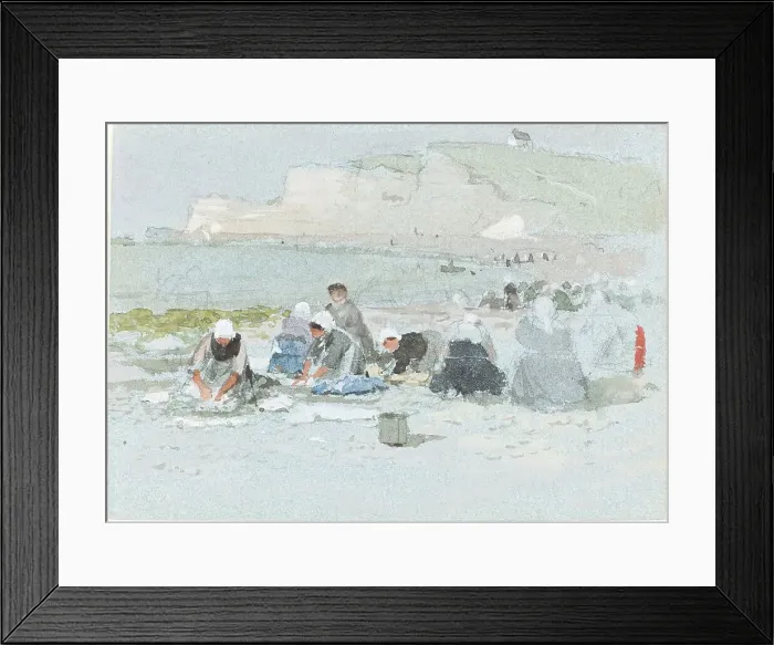 Framed Print : Washerwomen on the Beach at Etretat. Creator: George Henry Boughton Framed Print : Washerwomen on the Beach at Etretat. Creator: George Henry Boughton