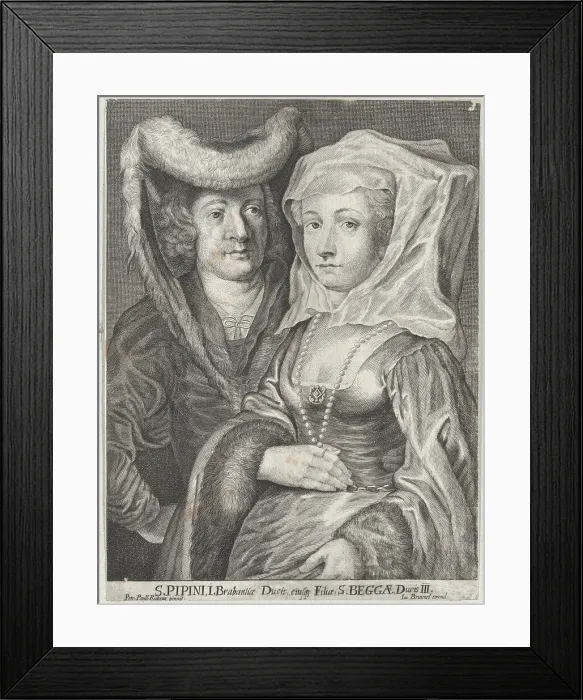 Framed Print : Saint Pepin I and his daughter, Saint Begga, ca. 1650-1700. Creator: Anon Framed Print : Saint Pepin I and his daughter, Saint Begga, ca. 1650-1700. Creator: Anon