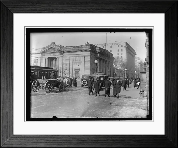Framed Print : Riggs National Bank, G Street, Washington, D.C. between 1913 and 1918. Creator: Harris & Ewing. Riggs National Bank, G Street, Washington, D.C. between 1913 and 1918. Creator: Harris & Ewing Framed Print : Riggs National Bank, G Street, Washington, D.C. between 1913 and 1918. Creator: Harris & Ewing. Riggs National Bank, G Street, Washington, D.C. between 1913 and 1918. Creator: Harris & Ewing