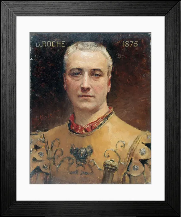 Framed Print : Portrait of Jules Laroche (1841-1925), member of the Comédie-Française, in stage costume, c1885. Creator: Aime Morot Framed Print : Portrait of Jules Laroche (1841-1925), member of the Comédie-Française, in stage costume, c1885. Creator: Aime Morot