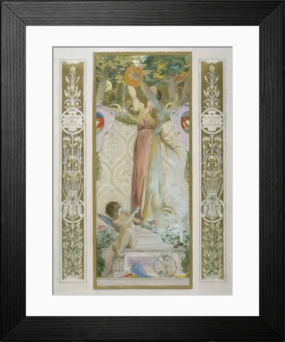 Framed Print : Sketch for the festival staircase at the Hotel de Ville in Paris: Festival lighting, c1888-1898. Creator: Luc Olivier Merson Framed Print : Sketch for the festival staircase at the Hotel de Ville in Paris: Festival lighting, c1888-1898. Creator: Luc Olivier Merson