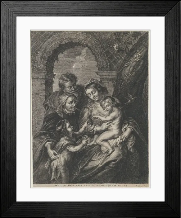 Framed Print : The Holy Family with Saint Elizabeth and the infant Saint John the Baptist, holding... ca. 1655-95. Creator: Anon Framed Print : The Holy Family with Saint Elizabeth and the infant Saint John the Baptist, holding... ca. 1655-95. Creator: Anon