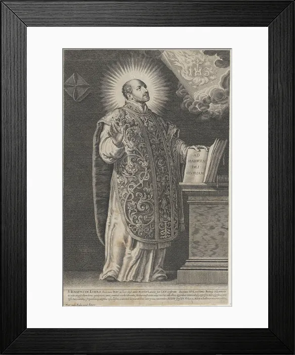 Framed Print : Saint Ignatius Loyola, standing and holding an open book, ca. 1630-54. Creator: Anon Framed Print : Saint Ignatius Loyola, standing and holding an open book, ca. 1630-54. Creator: Anon