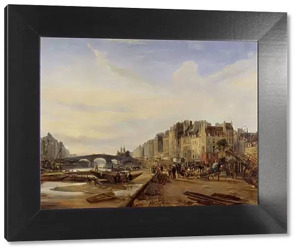Pont-Marie and Port Saint-Paul, c1827. Creator: Charles Louis Mozin