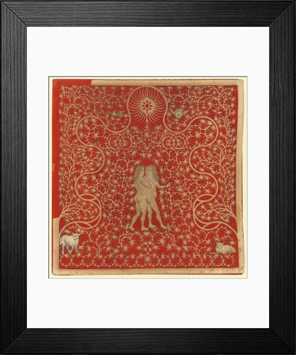 Framed Print : Adam and Eve in the Garden with Two Sheep and Two Doves, 1780s?. Creator: Unknown Framed Print : Adam and Eve in the Garden with Two Sheep and Two Doves, 1780s?. Creator: Unknown