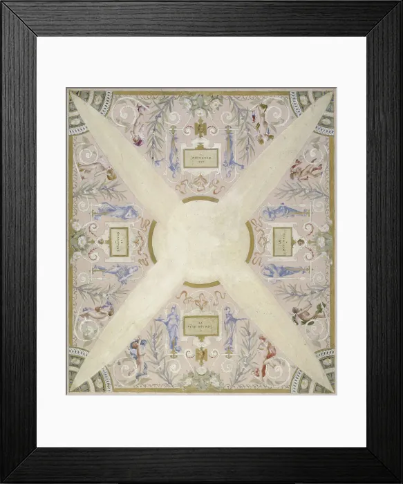 Framed Print : Sketch for the festival staircase at the Hotel de Ville in Paris: January, between 1888 and 1898. Creator: Luc Olivier Merson Framed Print : Sketch for the festival staircase at the Hotel de Ville in Paris: January, between 1888 and 1898. Creator: Luc Olivier Merson