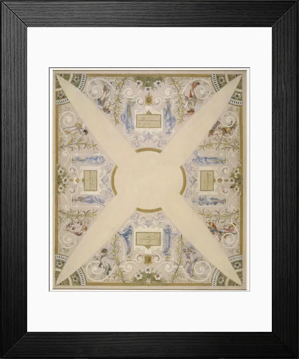 Framed Print : Sketch for the festival staircase at the Hotel de Ville in Paris: February, between 1888 and 1898. Creator: Luc Olivier Merson Framed Print : Sketch for the festival staircase at the Hotel de Ville in Paris: February, between 1888 and 1898. Creator: Luc Olivier Merson