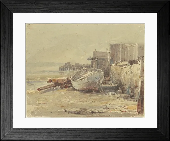 Framed Print : Beached Vessel, c. 1880. Creator: George Loring Brown Framed Print : Beached Vessel, c. 1880. Creator: George Loring Brown
