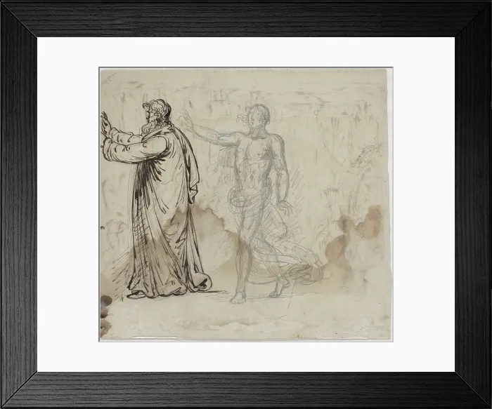 Framed Print : Three Figures [verso], 1780 / 1790. Creator: Mather Brown