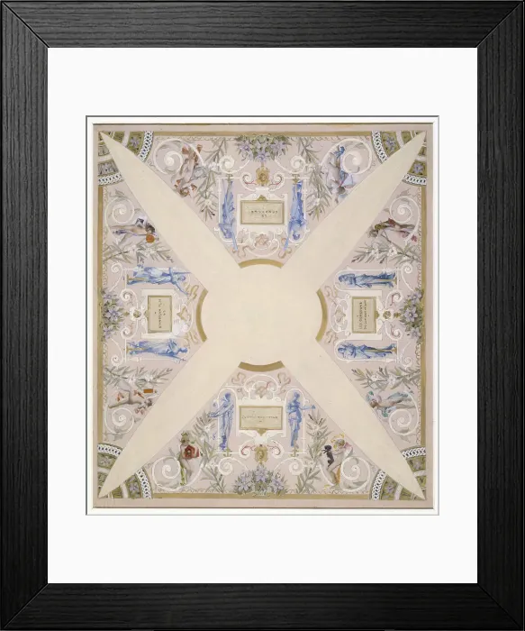 Framed Print : Sketch for the festival staircase at the Hotel de Ville in Paris: July, between 1888 and 1898. Creator: Luc Olivier Merson Framed Print : Sketch for the festival staircase at the Hotel de Ville in Paris: July, between 1888 and 1898. Creator: Luc Olivier Merson