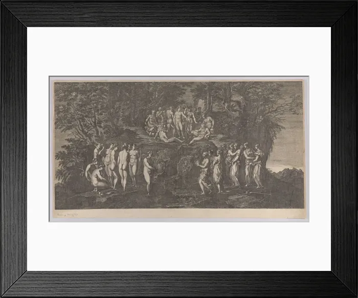 Framed Print : The musical contest between the Muses on one side and the Pierides on the other, judg... 1750-1850. Creator: Anon Framed Print : The musical contest between the Muses on one side and the Pierides on the other, judg... 1750-1850. Creator: Anon