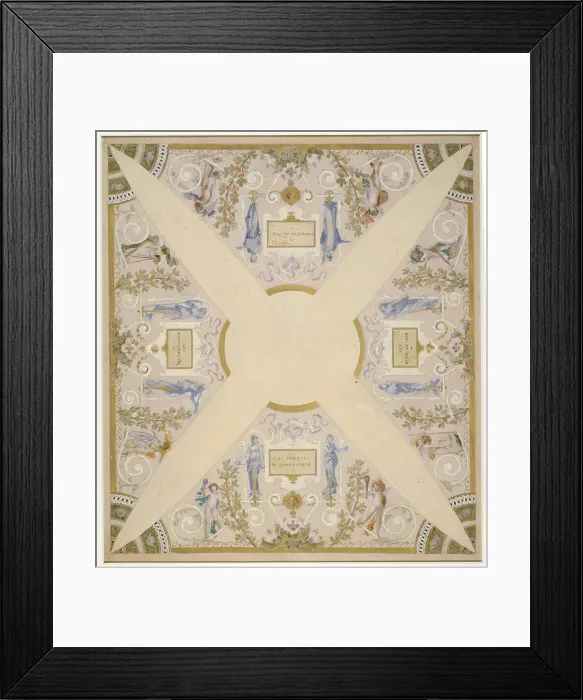 Framed Print : Sketch for the festival staircase at the Hotel de Ville in Paris: August, between 1888 and 1898. Creator: Luc Olivier Merson Framed Print : Sketch for the festival staircase at the Hotel de Ville in Paris: August, between 1888 and 1898. Creator: Luc Olivier Merson