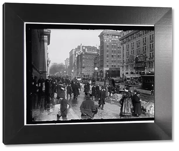 Street scene near Keith's Theater, Washington, D.C. between 1913 and 1918. Creator: Harris & Ewing. Street scene near Keith's Theater, Washington, D.C. between 1913 and 1918. Creator: Harris & Ewing