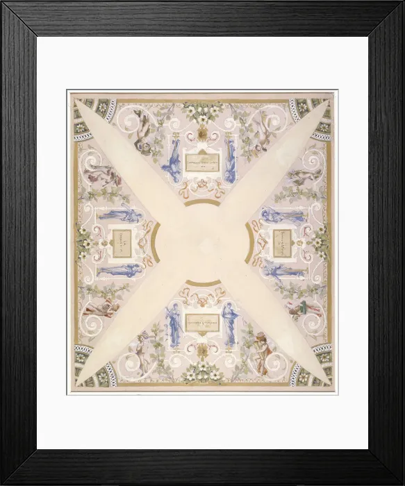 Framed Print : Sketch for the festival staircase at the Hotel de Ville in Paris: September, between 1888 -1898. Creator: Luc Olivier Merson Framed Print : Sketch for the festival staircase at the Hotel de Ville in Paris: September, between 1888 -1898. Creator: Luc Olivier Merson
