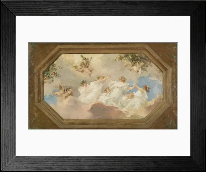 Framed Print : Sketch for the town hall of Suresnes: Circle of bacchantes (central ceiling), 1898. Creator: Edouard Michel Lancon Framed Print : Sketch for the town hall of Suresnes: Circle of bacchantes (central ceiling), 1898. Creator: Edouard Michel Lancon