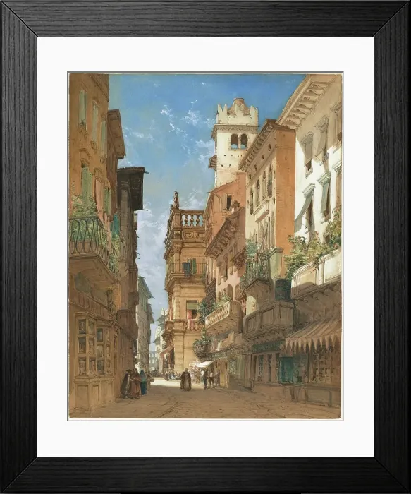 Framed Print : Corso Sant Anastasia with the Palazzo Maffei in Verona, 1855. Creator: William Callow Framed Print : Corso Sant Anastasia with the Palazzo Maffei in Verona, 1855. Creator: William Callow