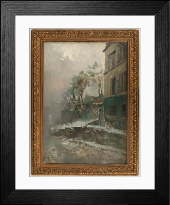 Framed Print : Rue de Montmartre under snow, c1900. Creator: Pierre-Jacques Pelletier Framed Print : Rue de Montmartre under snow, c1900. Creator: Pierre-Jacques Pelletier